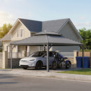 PURPLE LEAF Light Grey Metal Carport with Galvanized Steel Roof Heavy Duty Permanent Outdoor Car Shelter