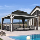PURPLE LEAF White Gazebo for Modern Backyard Double Galvanized Steel Roof Awning and Upgrade Curtain Reinforcement Support Rods