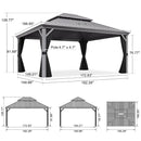 PURPLE LEAF Patio Gazebo for Pool Light Grey Hardtop Galvanized Steel Roof with Upgraded Curtains