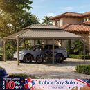 PURPLE LEAF Outdoor Carport Gazebo Champagne Steel Roof Aluminum Frame Shelter for Parking
