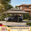 PURPLE LEAF Outdoor Carport Gazebo Champagne Steel Roof Aluminum Frame Shelter for Parking