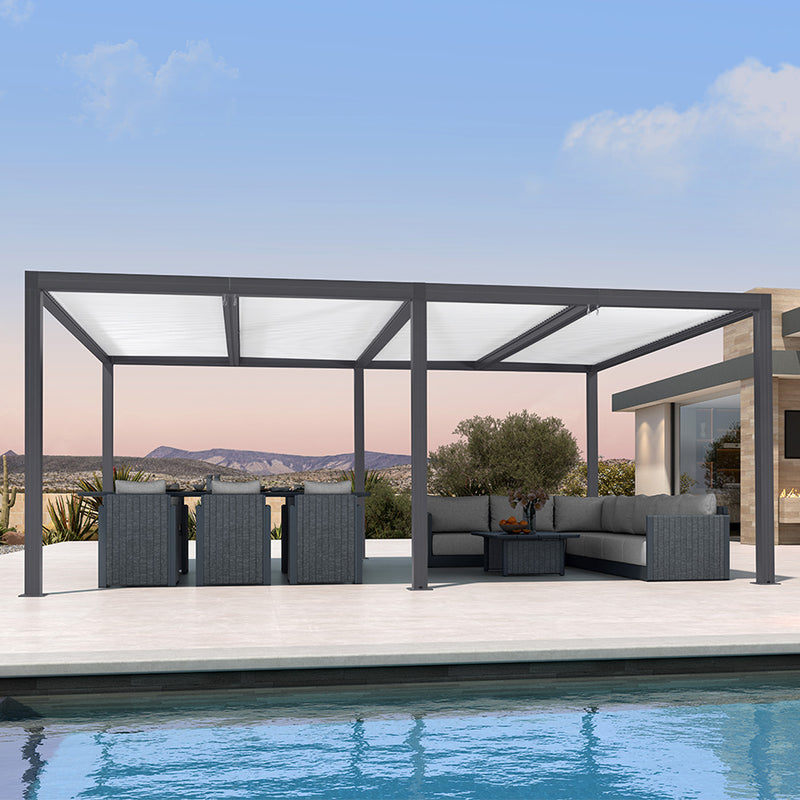 PURPLE LEAF Louvered Pergola Modern Grey Pergola with White Roof for Deck Backyard Garden