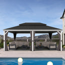 PURPLE LEAF White Gazebo for Modern Patio Double Galvanized Steel Roof Awning and Upgrade Curtain