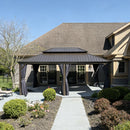 PURPLE LEAF Outdoor Hardtop Gazebo for Patio Bronze Aluminum Frame Pavilion with Navy-Blue Curtain and String Lights-milky