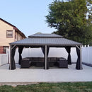 PURPLE LEAF Patio Gazebo for Pool Light Grey Hardtop Galvanized Steel Roof with Upgraded Curtains