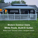 PURPLE LEAF White Gazebo for Modern Patio Double Galvanized Steel Roof Awning and Upgrade Curtain with Lights-milky