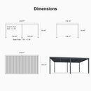 PURPLE LEAF Athena Louvered Pergola Grey Outdoor Aluminum Pergola with Shutter Wall Adjustable Gazebo Rainproof for Patio Deck Garden