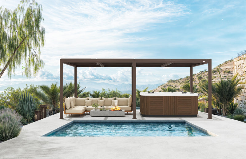 PURPLE LEAF Athena Outdoor Louvered Pergola Adjustable Metal Roof Bronze Hardtop Gazebo Patio Pavilion