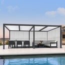 PURPLE LEAF Athena Louvered Pergola Grey Outdoor Aluminum Pergola with Shutter Wall Adjustable Gazebo Rainproof for Patio Deck Garden