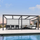 PURPLE LEAF Athena Louvered Pergola Grey Outdoor Aluminum Pergola with Shutter Wall Adjustable Gazebo Rainproof for Patio Deck Garden