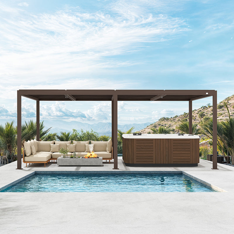 PURPLE LEAF Athena Outdoor Louvered Pergola Adjustable Metal Roof Bronze Hardtop Gazebo Patio Pavilion