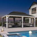 PURPLE LEAF White Gazebo for Modern Patio Double Galvanized Steel Roof Awning and Upgrade Curtain with Lights-clear