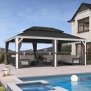 PURPLE LEAF White Gazebo for Modern Patio Double Galvanized Steel Roof Awning and Upgrade Curtain