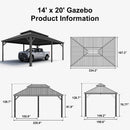 PURPLE LEAF Outdoor Metal Carport Gazebo Grey Steel Roof Aluminum Frame Shelter for Parking