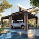 PURPLE LEAF Outdoor Metal Carport Gazebo Bronze Steel Roof Aluminum Frame Shelter for Parking