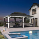 PURPLE LEAF White Gazebo for Modern Patio Double Galvanized Steel Roof Awning and Upgrade Curtain with Lights-clear