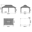 PURPLE LEAF Patio Gazebo for Backyard Grey Hardtop Galvanized Steel Roof Awning String Lights-milky