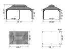 PURPLE LEAF Patio Gazebo for Backyard Grey Hardtop Galvanized Steel Roof Awning with Reinforcement Support Rod