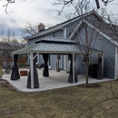PURPLE LEAF White Gazebo for Modern Patio Double Galvanized Steel Roof Awning and Upgrade Curtain