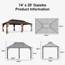 PURPLE LEAF Outdoor Hardtop Gazebo for Garden Bronze Double Roof Aluminum Frame Pavilion