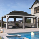 PURPLE LEAF White Gazebo for Modern Backyard Double Galvanized Steel Roof Awning and Upgrade Curtain Reinforcement Support Rods