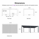 PURPLE LEAF Athena Louvered Pergola Grey Outdoor Aluminum Pergola with Shutter Wall Adjustable Gazebo Rainproof for Patio Deck Garden