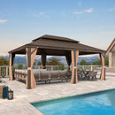 PURPLE LEAF Outdoor Hardtop Gazebo for Garden Bronze Double Roof Aluminum Frame Pavilion