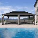 PURPLE LEAF White Gazebo for Modern Patio Double Galvanized Steel Roof Awning and Upgrade Curtain