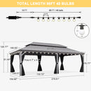 PURPLE LEAF Patio Gazebo for Pool Light Grey Hardtop Galvanized Steel Roof with String Lights-milky