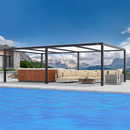 PURPLE LEAF Louvered Pergola Modern Grey Pergola with White Roof for Deck Backyard Garden