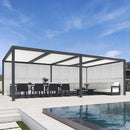 PURPLE LEAF Athena Louvered Pergola Grey Outdoor Aluminum Pergola with Shutter Wall Adjustable Gazebo Rainproof for Patio Deck Garden