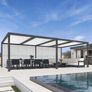 PURPLE LEAF Athena Louvered Pergola Grey Outdoor Aluminum Pergola with Shutter Wall Adjustable Gazebo Rainproof for Patio Deck Garden