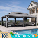 PURPLE LEAF Patio Gazebo for Pool Light Grey Hardtop Galvanized Steel Roof with Reinforcement Support Rod