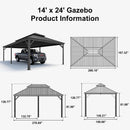 PURPLE LEAF Outdoor Metal Carport Gazebo Grey Steel Roof Aluminum Frame Shelter for Parking