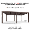 PURPLE LEAF Louvered Pergola Outdoor Aluminum Pergola with Adjustable Roof for Deck Backyard Garden Hardtop Gazebo