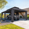PURPLE LEAF Outdoor Metal Carport Gazebo Grey Steel Roof Aluminum Frame Shelter for Parking