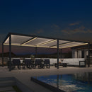 PURPLE LEAF Athena Louvered Pergola Grey Outdoor Aluminum Pergola with Strip Lights Adjustable Gazebo for Patio Deck Garden