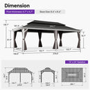 PURPLE LEAF White Gazebo for Modern Patio Double Galvanized Steel Roof Awning and Upgrade Curtain with Lights-milky