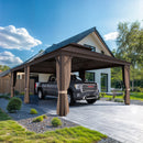 PURPLE LEAF Outdoor Metal Carport Gazebo Bronze Steel Roof Aluminum Frame Shelter for Parking