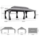 PURPLE LEAF Patio Gazebo for Pool Light Grey Hardtop Galvanized Steel Roof with Reinforcement Support Rod