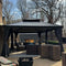 PURPLE LEAF Patio Gazebo for Backyard Grey Hardtop Galvanized Steel Roof Awning String Lights-milky