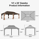 PURPLE LEAF Outdoor Hardtop Gazebo for Garden Bronze Double Roof Aluminum Frame Pavilion with String Lights-clear