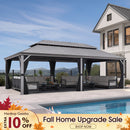 PURPLE LEAF Patio Gazebo for Pool Light Grey Hardtop Galvanized Steel Roof with Reinforcement Support Rod