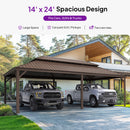 PURPLE LEAF Outdoor Metal Carport Gazebo Bronze Steel Roof Aluminum Frame Shelter for Parking