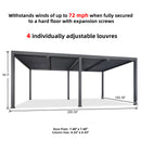 PURPLE LEAF Louvered Pergola Outdoor Aluminum Pergola with Adjustable Roof for Deck Backyard Garden Hardtop Gazebo