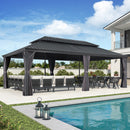 PURPLE LEAF Patio Gazebo for Backyard Grey Hardtop Galvanized Steel Roof Awning with Reinforcement Support Rod