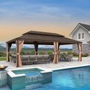 PURPLE LEAF Outdoor Hardtop Gazebo for Garden Bronze Double Roof Aluminum Frame Pavilion