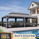 PURPLE LEAF Patio Gazebo for Pool Light Grey Hardtop Galvanized Steel Roof with Reinforcement Support Rod