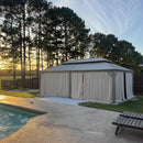 PURPLE LEAF Backyard Gazebo Champagne Hardtop Galvanized Steel Roof Awning and Upgrade Curtain with Lights-clear