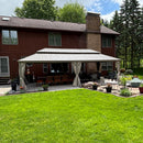 PURPLE LEAF Backyard Gazebo Champagne Hardtop Galvanized Steel Roof Awning and Upgrade Curtain with Lights-milky